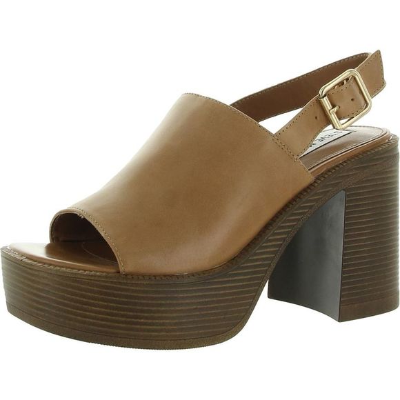 Steve Madden Womens Tan Leather Slingback Platform Heels Shoes NWT. WORN TWICE- - Picture 1 of 3